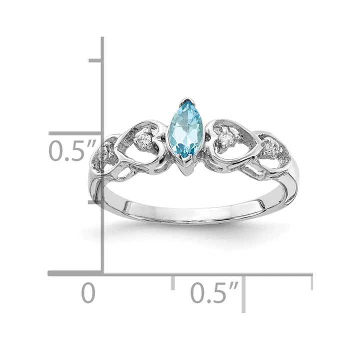 14k White Gold 6x3mm Marquise Blue Topaz A Real Diamond ring Goldia Rings