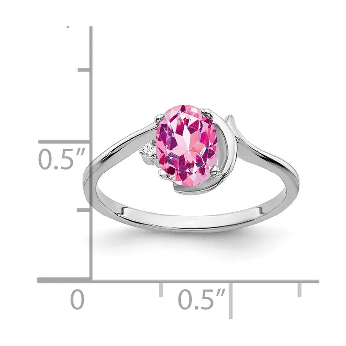 14k White Gold 7x5mm Oval Pink Sapphire A Real Diamond ring Goldia Rings