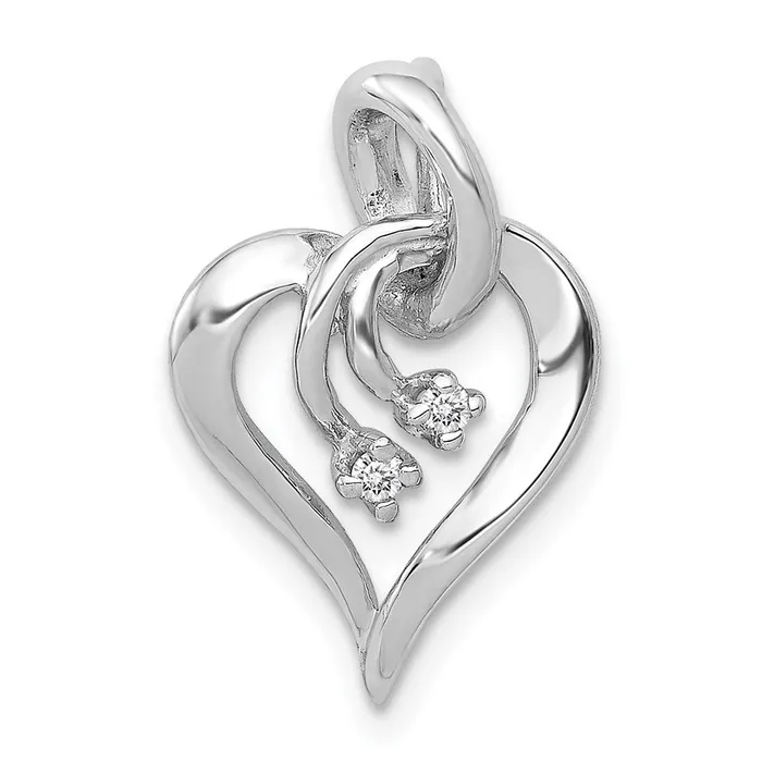 14k White Gold AA Real Diamond Fancy Heart Pendant Goldia Necklaces