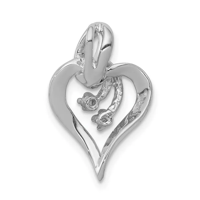 14k White Gold AA Real Diamond Fancy Heart Pendant Goldia Necklaces