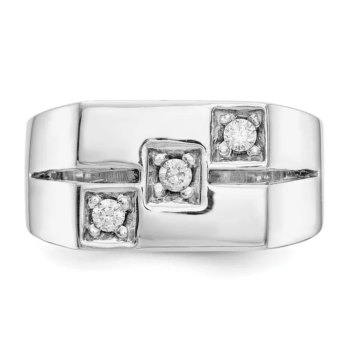 14k White Gold AAA Real Diamond mens ring Goldiacom Rings