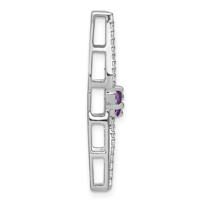 14k White Gold Amethyst and Real Diamond Chain Slide Goldia Necklaces