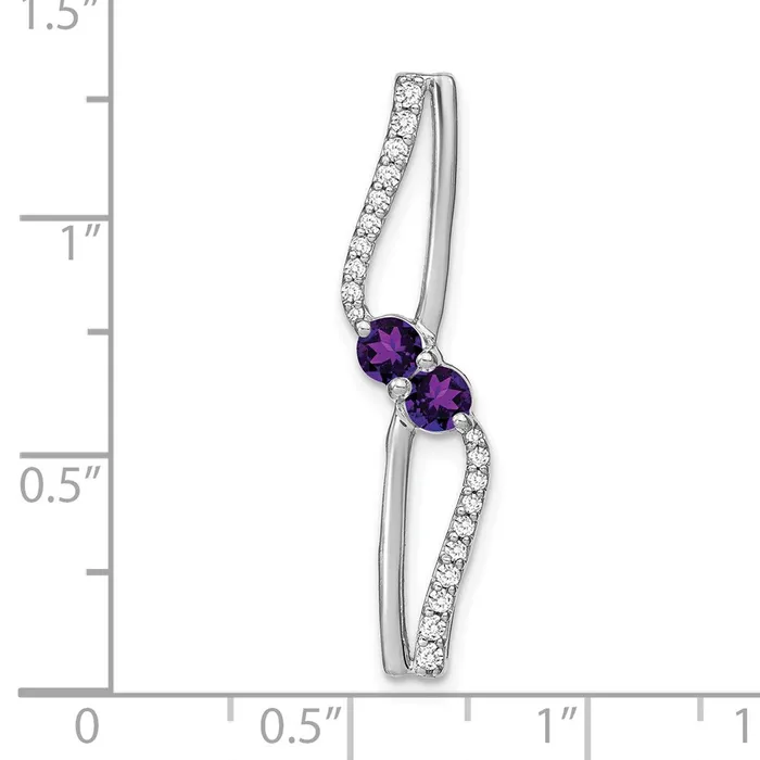 14k White Gold Amethyst and Real Diamond Chain Slide Goldia Necklaces