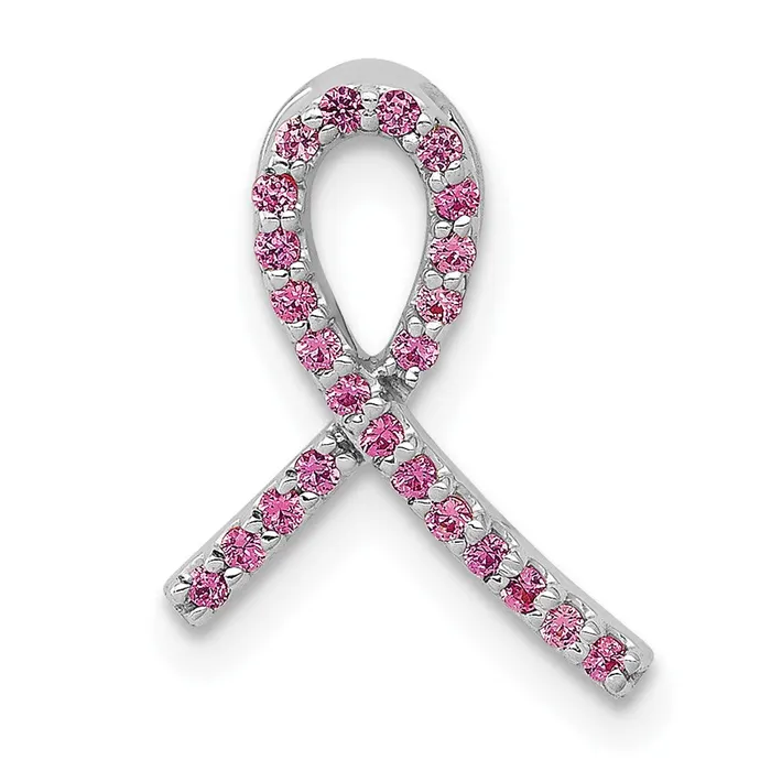 14k White Gold Awareness Pink Sapphire Slide Pendant Goldia Necklaces