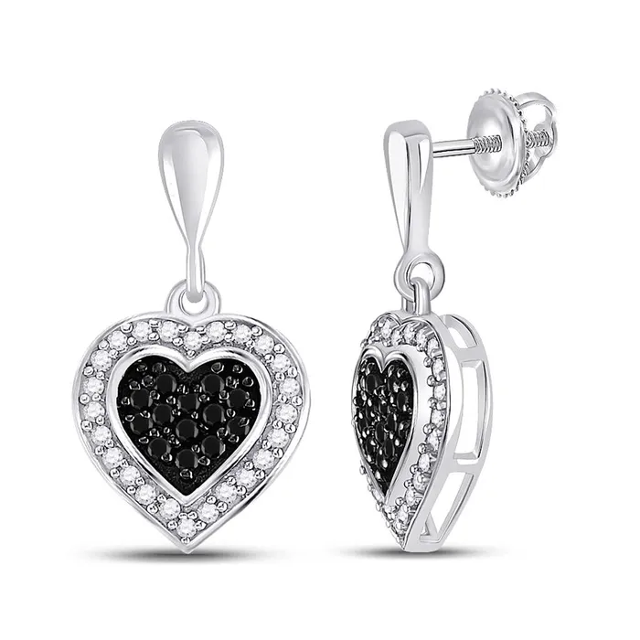 14k White Gold Black Diamond Heart Dangle Earrings 12 Cttw gndatlanta Earrings 14k White Gold Black Diamond Heart Dangle Earrings 12 Cttw gndatlanta Earrings