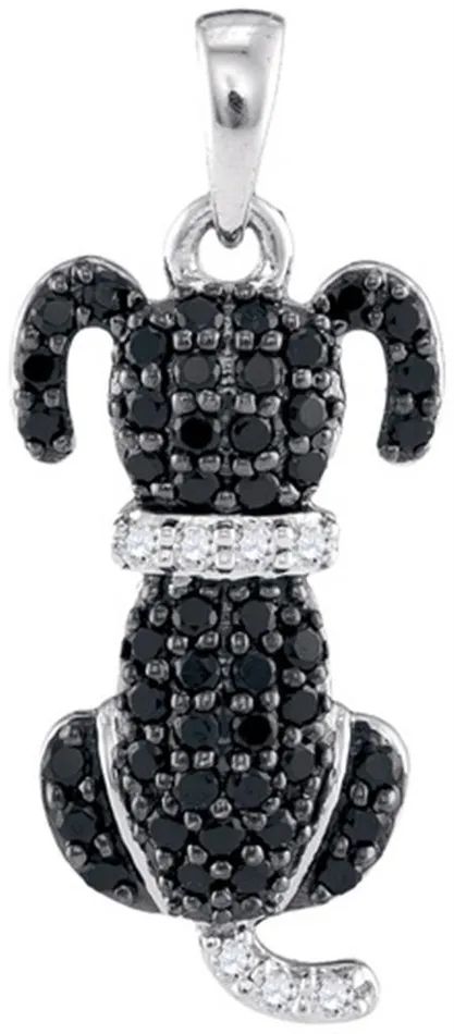 14k White Gold Black Diamond Puppy Dog Pendant 13 Cttw gndatlanta Necklaces 14k White Gold Black Diamond Puppy Dog Pendant 13 Cttw gndatlanta Necklaces
