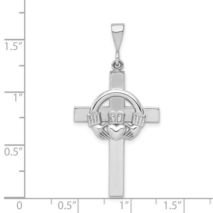 14k White Gold Claddagh Cross Pendant Goldia Necklaces