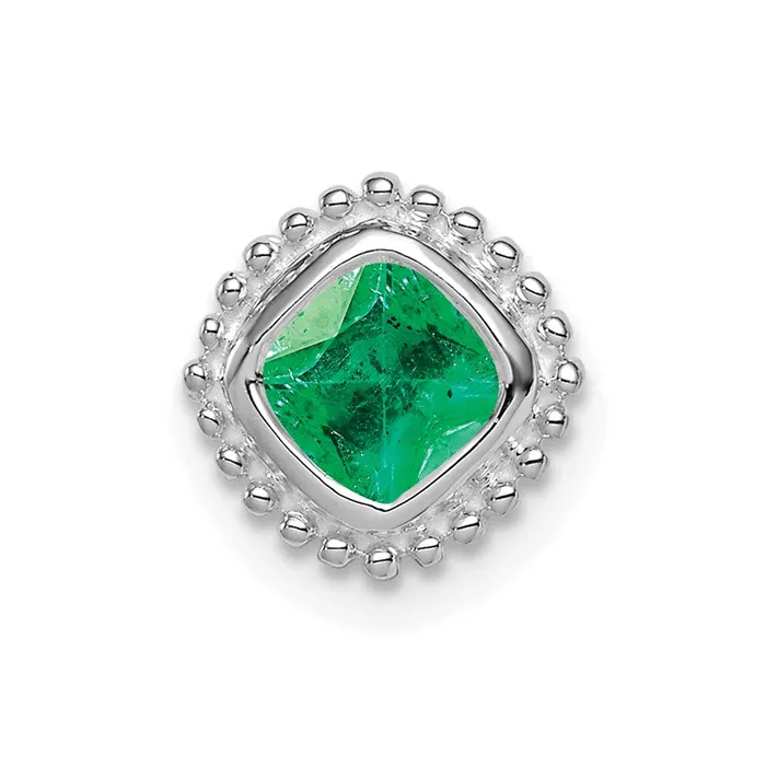 14k White Gold Cushion Emerald Chain Slide Goldia Earrings