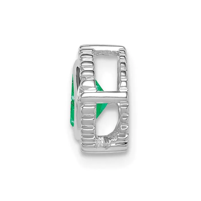 14k White Gold Cushion Emerald Chain Slide Goldia Earrings