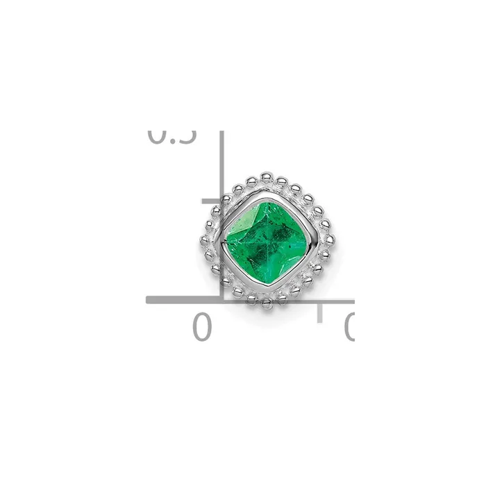 14k White Gold Cushion Emerald Chain Slide Goldia Earrings
