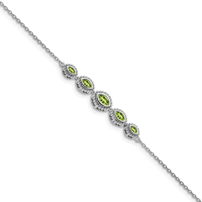 14k White Gold Marquise Peridot Bracelet goldiaca Bracelets