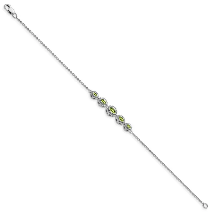14k White Gold Marquise Peridot Bracelet goldiaca Bracelets