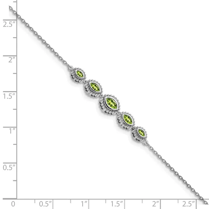 14k White Gold Marquise Peridot Bracelet goldiaca Bracelets