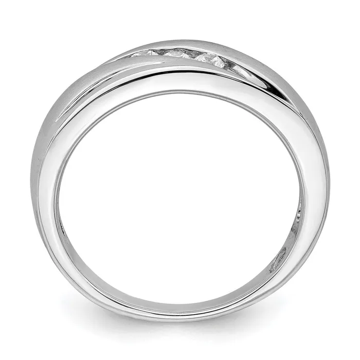 14k White Gold Mens Real Diamond Bridal Band Goldia Rings