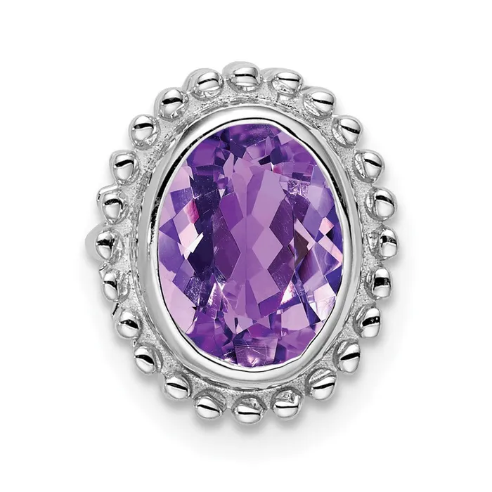 14k White Gold Oval Amethyst Chain Slide Goldia Necklaces