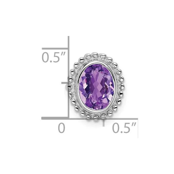 14k White Gold Oval Amethyst Chain Slide Goldia Necklaces