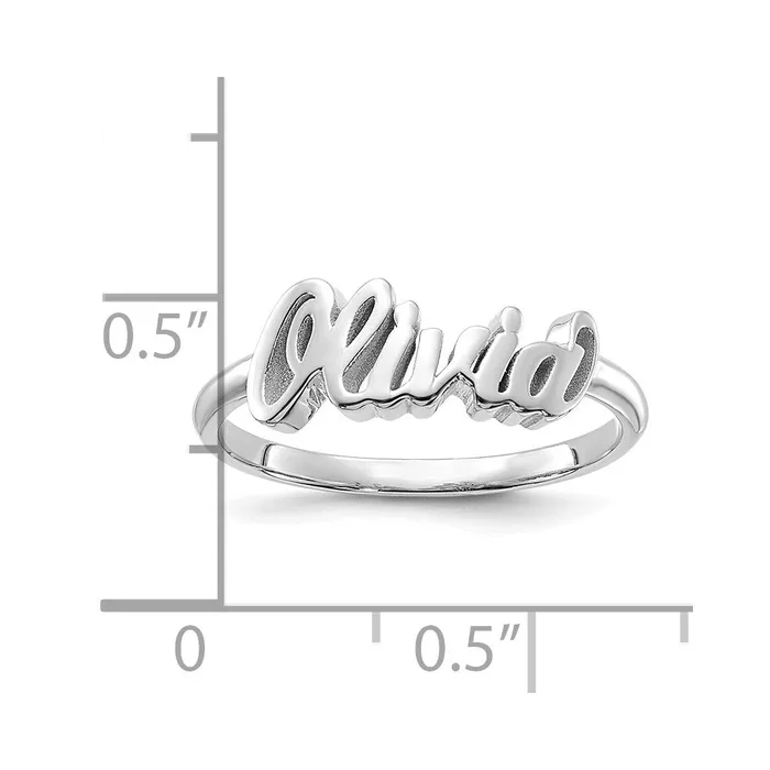 14K White Gold Polished Name Ring Goldia Rings