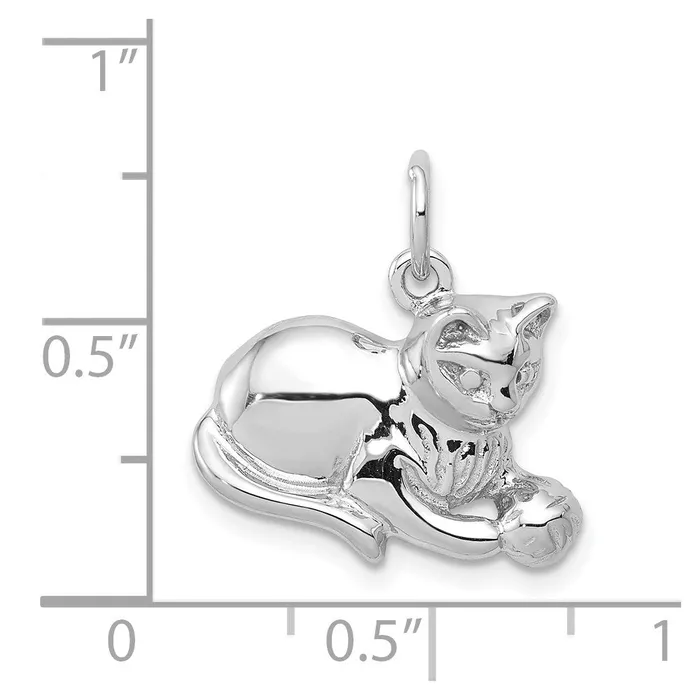 14k White Gold Polished OpenBacked Cat Charm Goldia Charm Necklaces