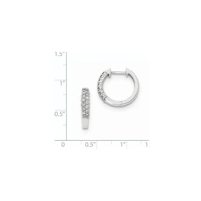 14K White Gold Polished Real Diamond Hinged Hoop Earrings Goldia Earrings