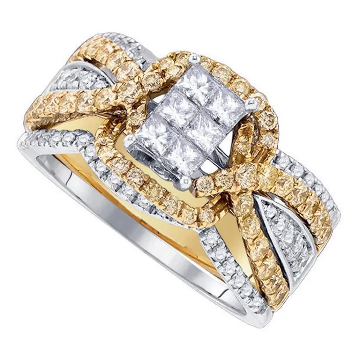 14k White Gold Princess Diamond Bridal Wedding Ring Set 158 Cttw gndatlanta Rings 14k White Gold Princess Diamond Bridal Wedding Ring Set 158 Cttw gndatlanta Rings