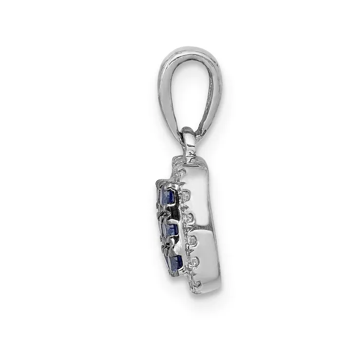 14k White Gold Real Diamond and Sapphire Square Halo Pendant Goldia Necklaces