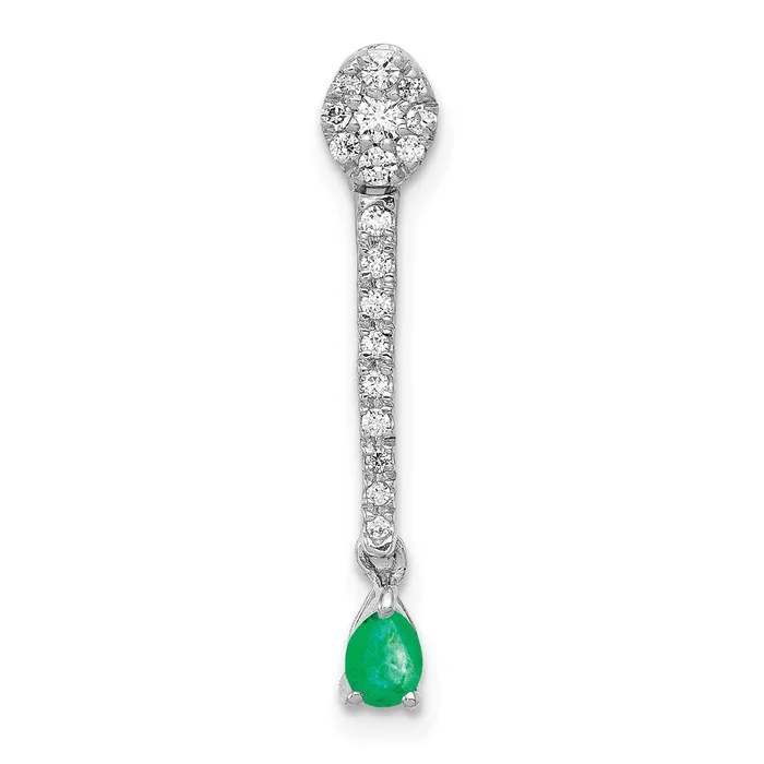 14k White Gold Real Diamond and Teardrop Emerald Fancy Pendant Goldia Necklaces 14k White Gold Real Diamond and Teardrop Emerald Fancy Pendant Goldia Necklaces