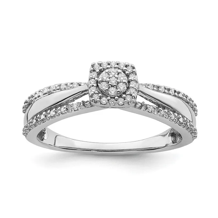 14K White Gold Real Diamond Cluster Engagement Ring Goldia Rings