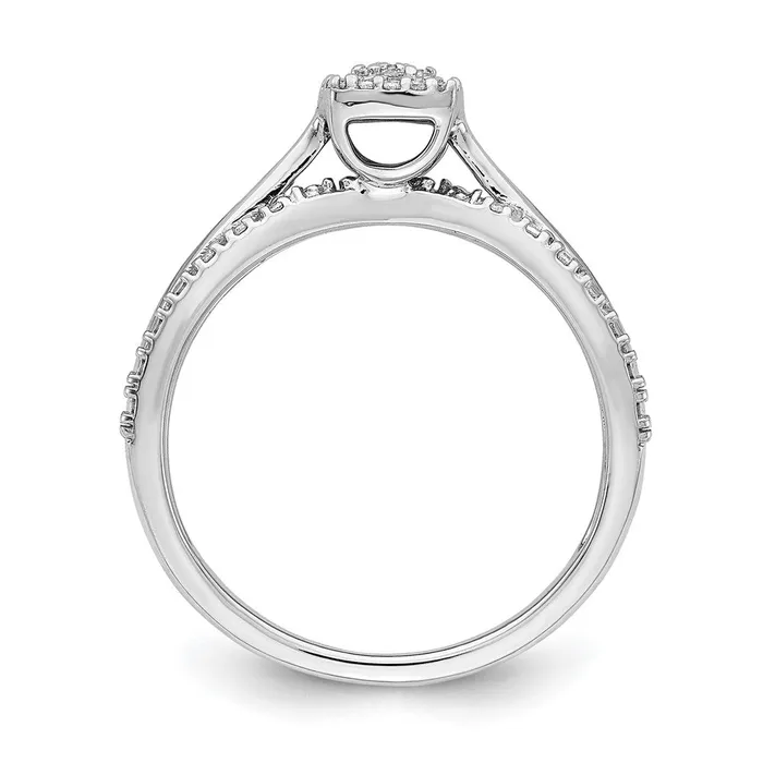 14K White Gold Real Diamond Cluster Engagement Ring Goldia Rings
