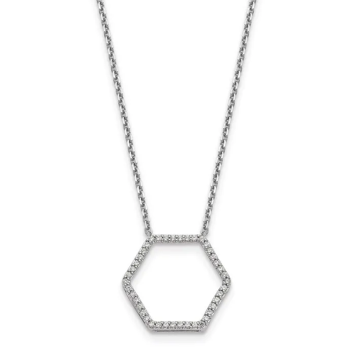 14k White Gold Real Diamond Hexagon Chain Slide 18 inch Necklace Goldia Necklaces 14k White Gold Real Diamond Hexagon Chain Slide 18 inch Necklace Goldia Necklaces