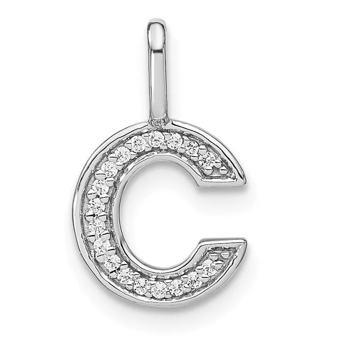 14K White Gold Real Diamond Lower Case Letter C Initial Pendant Goldia Necklaces 14K White Gold Real Diamond Lower Case Letter C Initial Pendant Goldia Necklaces