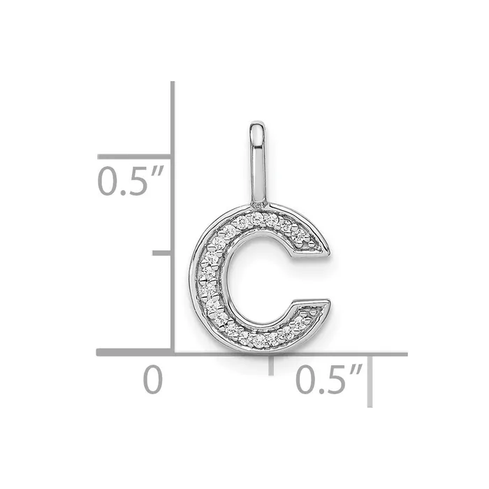 14K White Gold Real Diamond Lower Case Letter C Initial Pendant Goldia Necklaces