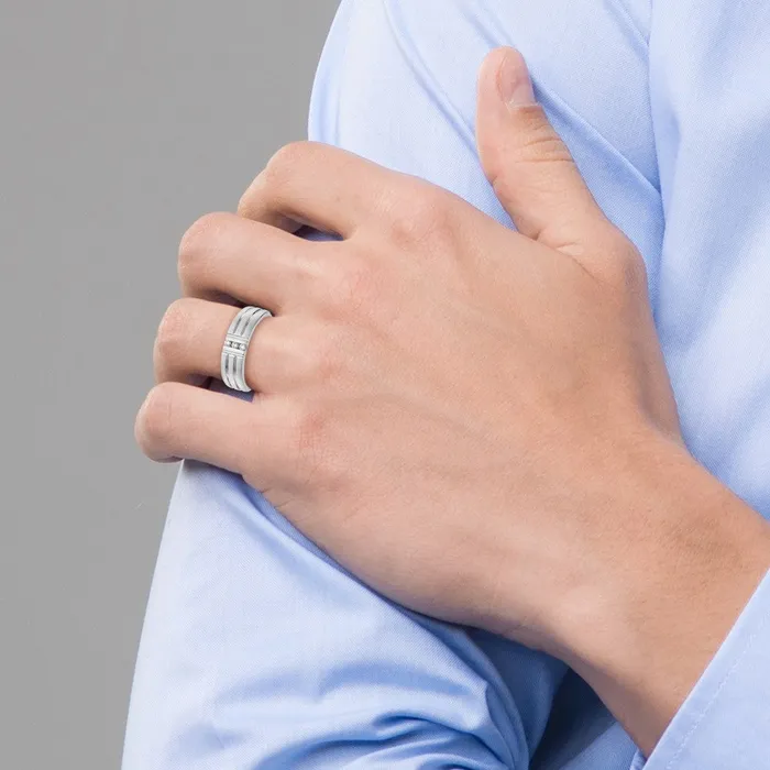 14K White Gold Real Diamond Mens Band Goldiacom Rings
