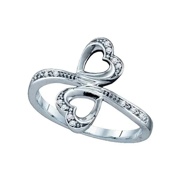 14k White Gold Round Diamond Double Heart Bypass Ring 120 Cttw gndatlanta Rings 14k White Gold Round Diamond Double Heart Bypass Ring 120 Cttw gndatlanta Rings