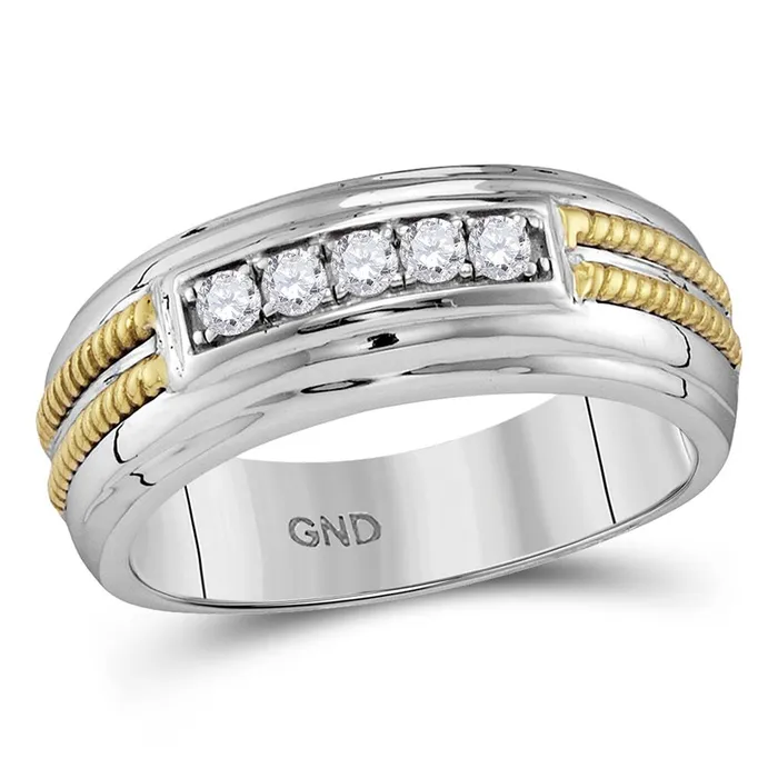 14k White Gold Round Diamond Double Rope Wedding Band 14 Cttw gndatlanta Rings 14k White Gold Round Diamond Double Rope Wedding Band 14 Cttw gndatlanta Rings