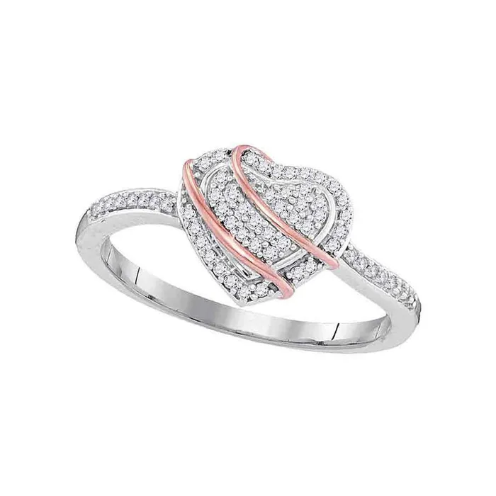 14k White Gold Round Diamond Heart Cluster Ring 16 Cttw gndatlanta Rings 14k White Gold Round Diamond Heart Cluster Ring 16 Cttw gndatlanta Rings
