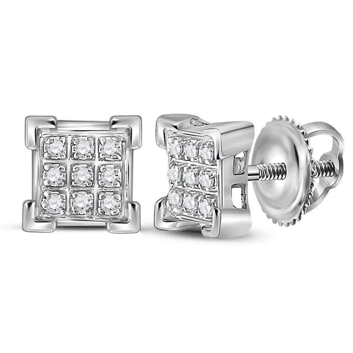 14k White Gold Round Diamond Square Cluster Earrings 120 Cttw gndatlanta Earrings 14k White Gold Round Diamond Square Cluster Earrings 120 Cttw gndatlanta Earrings