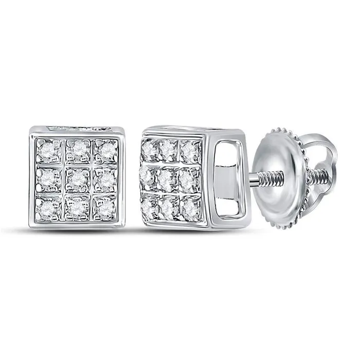 14k White Gold Round Diamond Square Cluster Earrings 120 Cttw gndatlanta Earrings