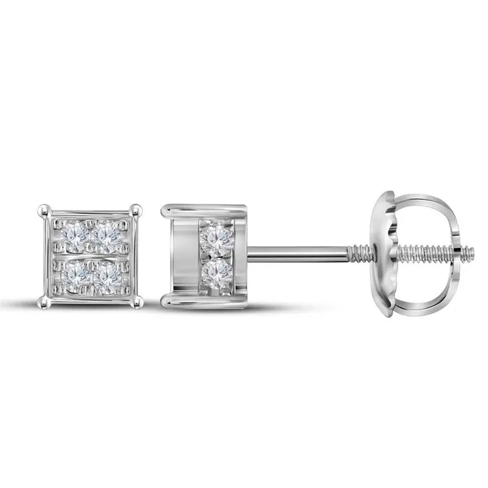 14k White Gold Round Diamond Square Cluster Earrings 13 Cttw gndatlanta Earrings 14k White Gold Round Diamond Square Cluster Earrings 13 Cttw gndatlanta Earrings