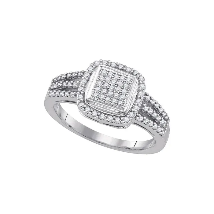 14k White Gold Round Diamond Square Cluster Ring 13 Cttw gndatlanta Rings