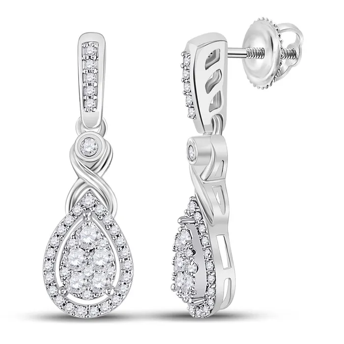 14k White Gold Round Diamond Teardrop Cluster Dangle Earrings 12 Cttw gndatlanta Earrings 14k White Gold Round Diamond Teardrop Cluster Dangle Earrings 12 Cttw gndatlanta Earrings