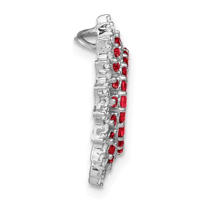 14k White Gold Ruby and Real Diamond Sunburst Chain Slide Goldia Necklaces