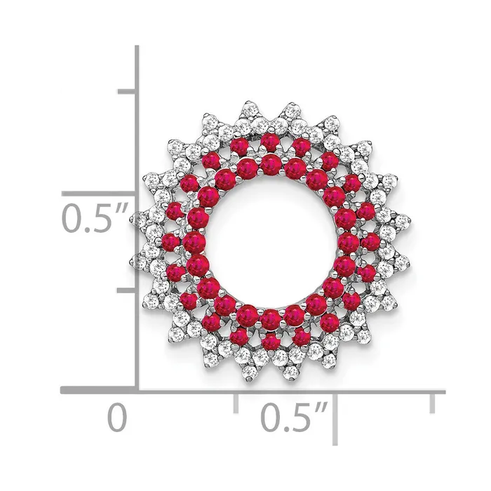 14k White Gold Ruby and Real Diamond Sunburst Chain Slide Goldia Necklaces
