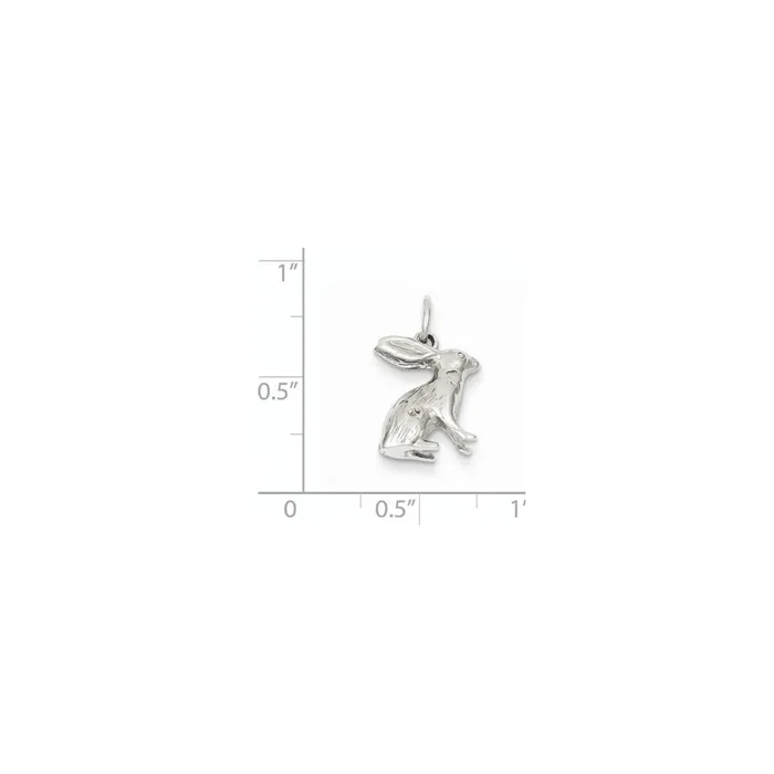 14k White Gold Solid Polished 3Dimensional Rabbit Charm Goldia Charm Necklaces