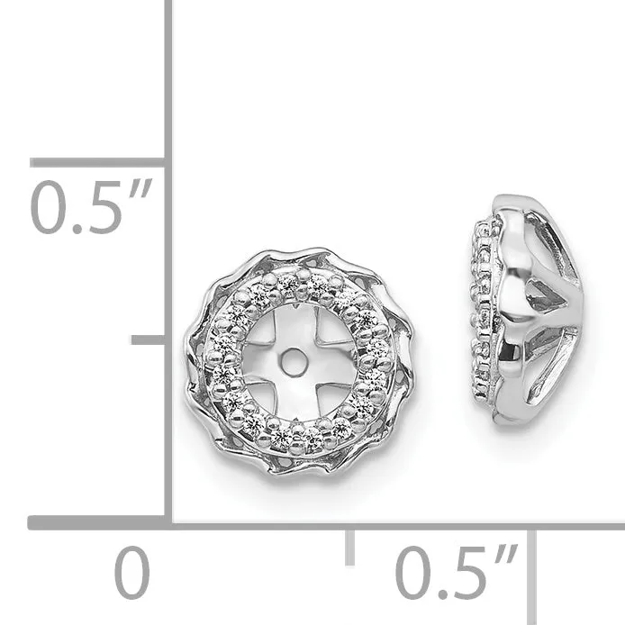 14K White Gold Twisted Edge Diamond Earring Jackets goldiaca Earrings