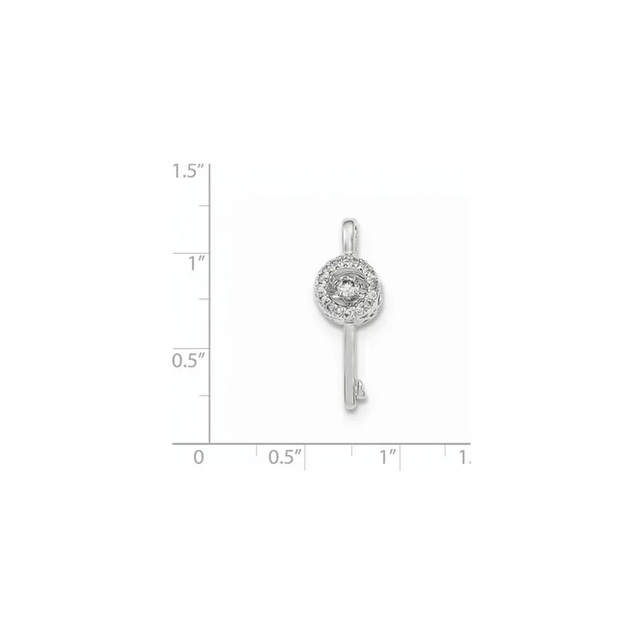 14K White Gold Vibrant Real Diamond Key Chain Slide Pendant Goldia Necklaces