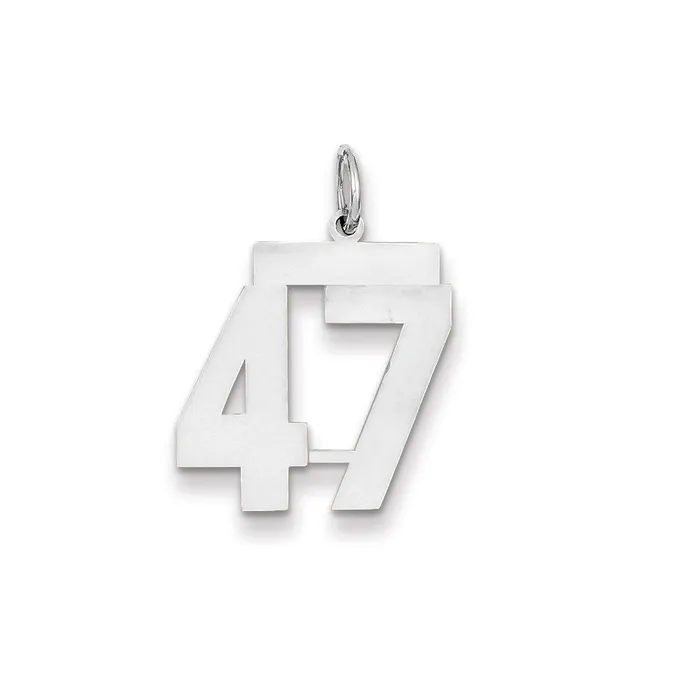 14k White Gold WG Medium Polished Number 47 Charm Goldia Charm Necklaces