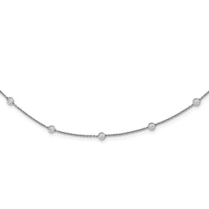 14K White GoldTrue Origin Lab Grown Real Diamond VSSI D E F Fancy Station Necklace Goldia Necklaces