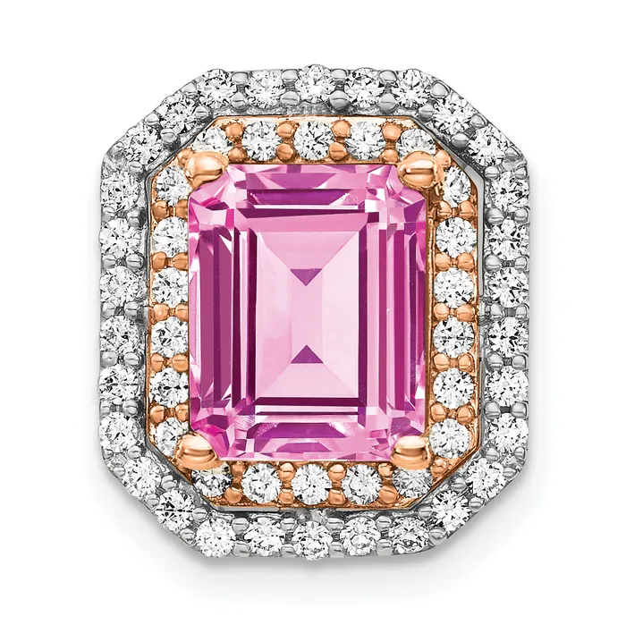 14K WhiteRose Gold Two Tone Rose and White 58 Ct Lab Grown Diamond VSSI G and Lab Created Pink Sapphire Chain Slide Pendant Goldia Rings 14K WhiteRose Gold Two Tone Rose and White 58 Ct Lab Grown Diamond VSSI G and Lab Created Pink Sapphire Chain Slide Pendant Goldia Rings