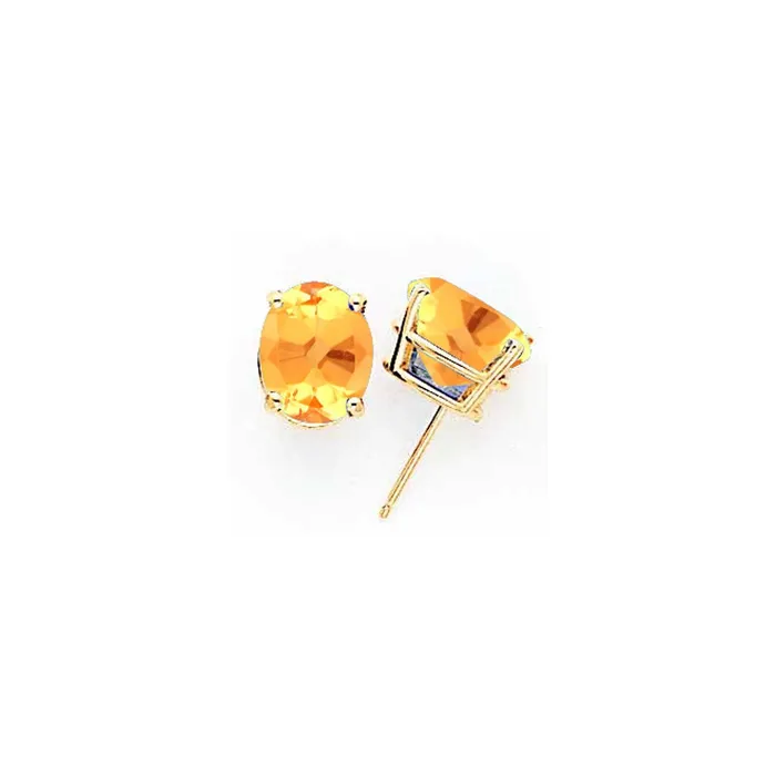 14k Yellow Gold 10x8mm Oval Citrine Earrings Goldia Earrings