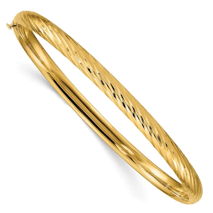 14k Yellow Gold 316 Textured Hinged Bangle Goldia PreStyled Sets